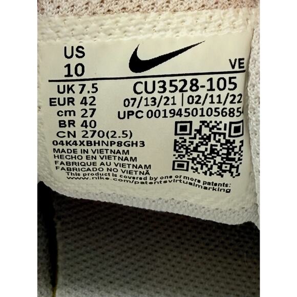 Size 10 Nike Run Swift 2 Womens White Metallic Athletic Running Shoes CU3528-105 - Picture 8 of 8